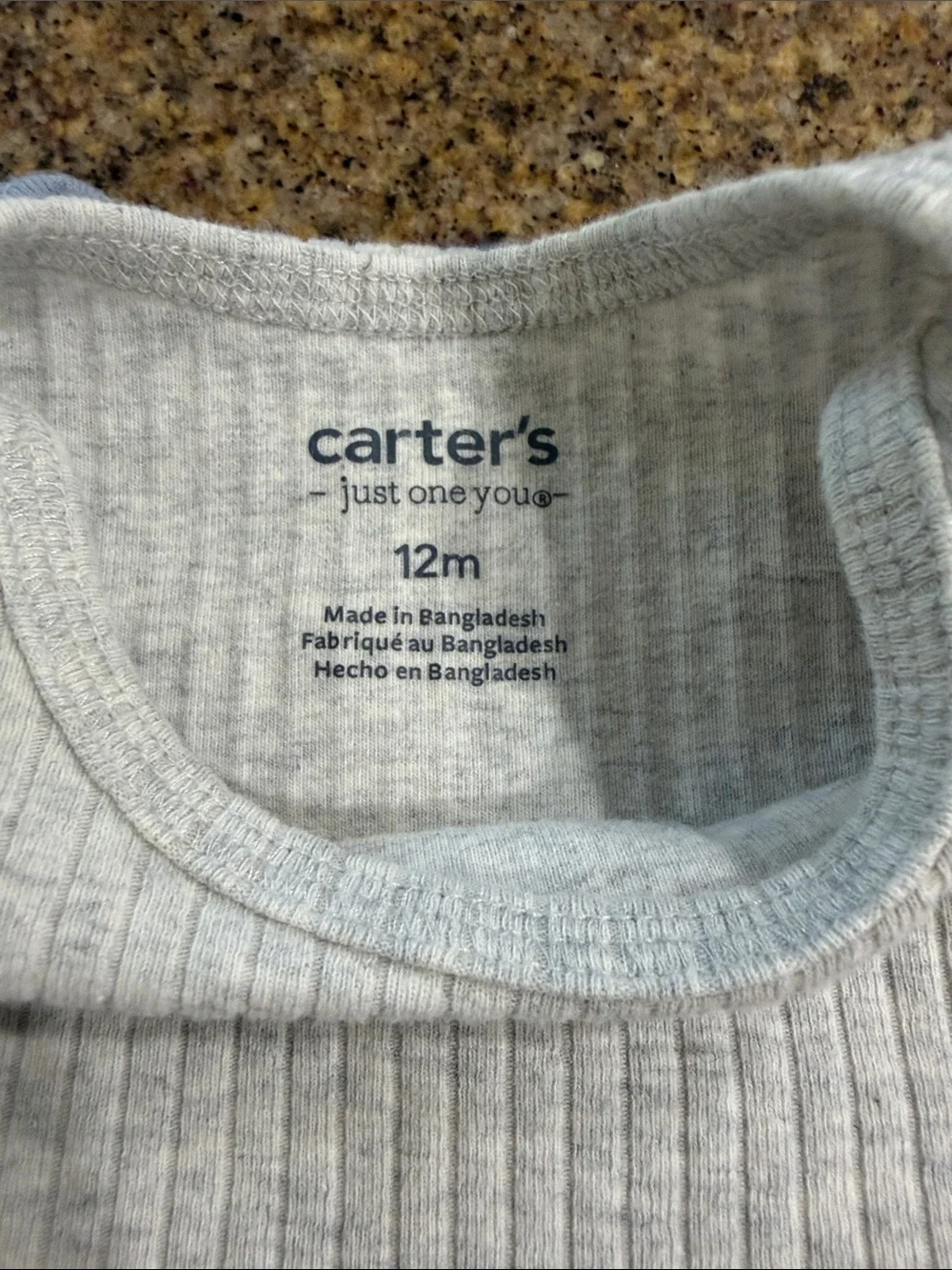 Carter's 3-Pack Ribbed Baby Bodysuits in Cream, Navy, and Light Blue